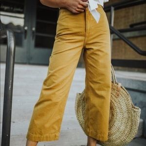 Free people yellow wide flared pants